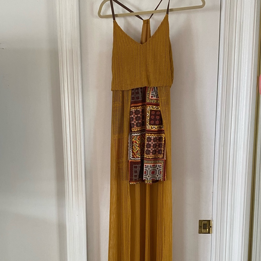Long Mustard/Patterned Dress - image 1